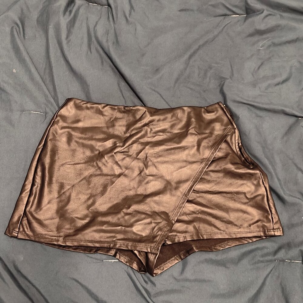 Faux Leather Skort